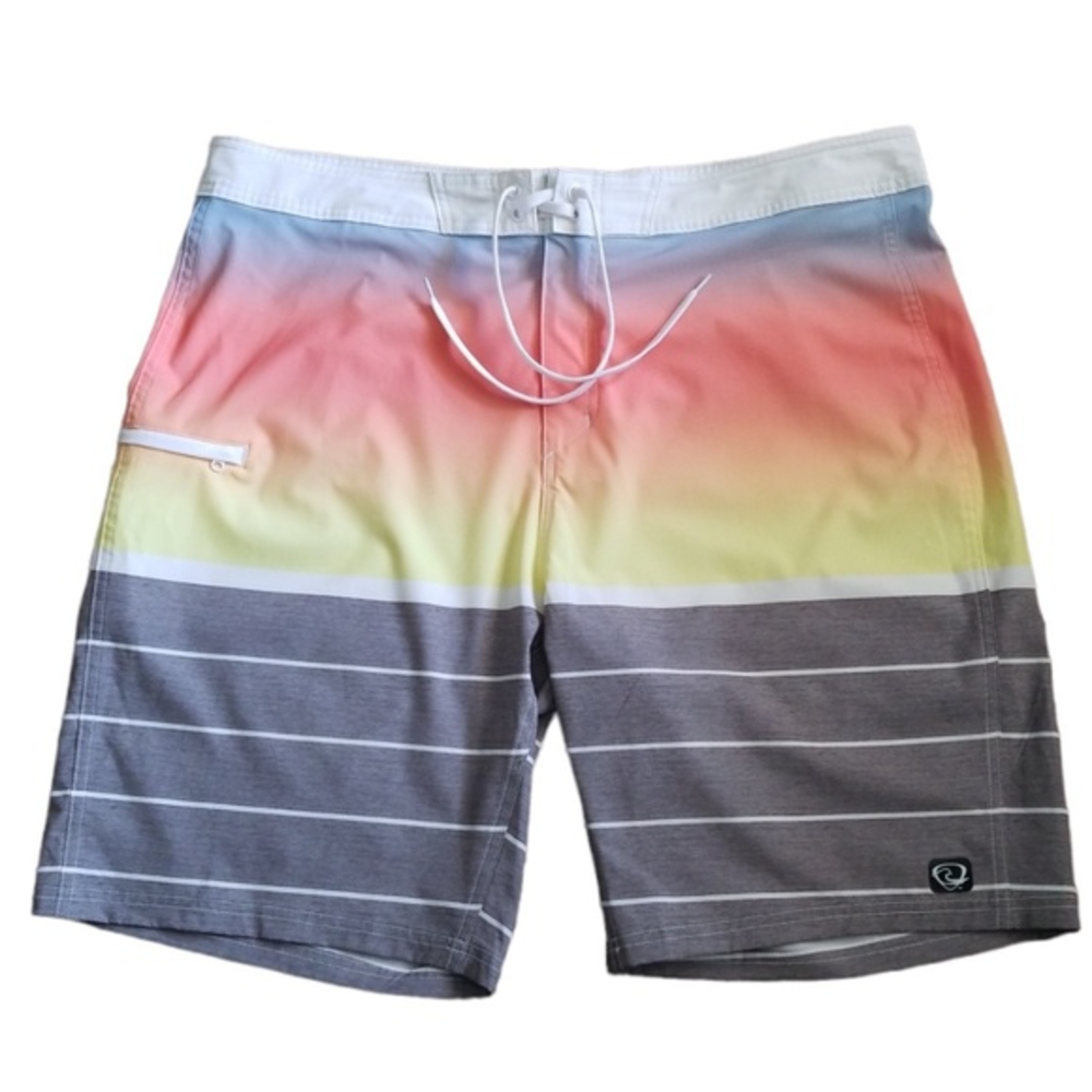 Wave Zone Men’s Ombre Striped Swim Board Shorts Sz.‎ 40